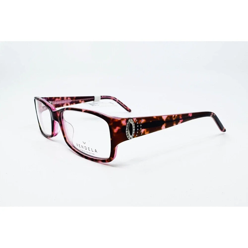 Vendela Eyeglass Frames Womens Pink Tortoise Rhinestone 54-16-135